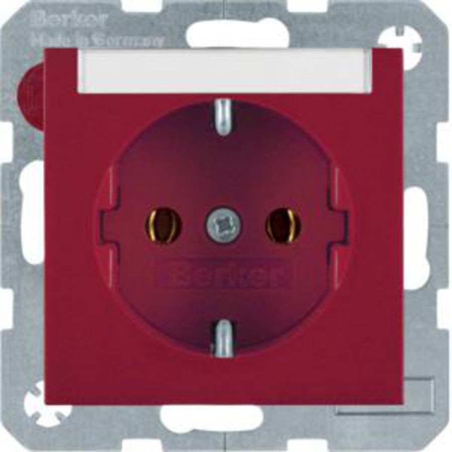 Wandcontactdoos RA tekstveld steek berker S.1/B.3/B.7 rood glans