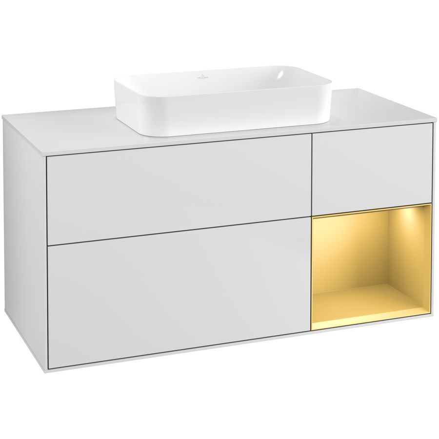 Wastafelonderkast Finion 1200x603x501mm White Matt Lacquer F711HFMT