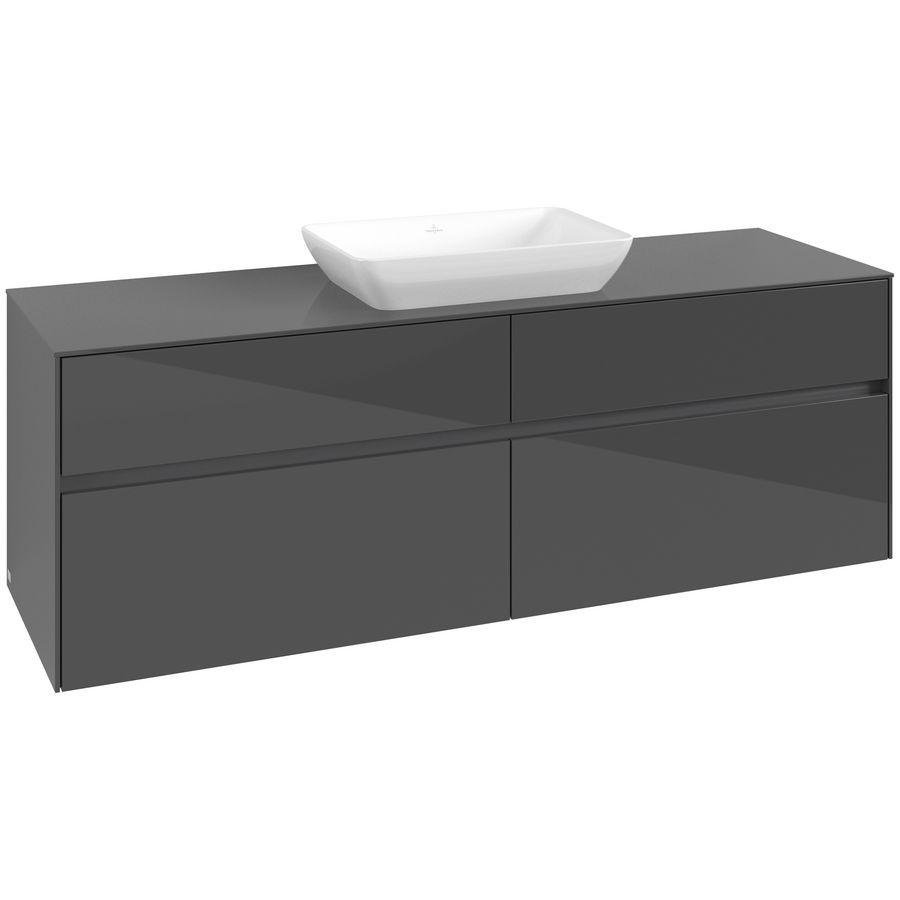 Wastafelonderkast Collaro 1600x548x500mm Glossy Grey C12000FP