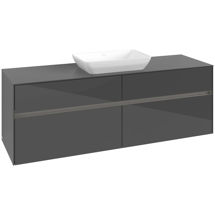 Wastafelonderkast Collaro 1600x548x500mm Glossy Grey C120B0FP