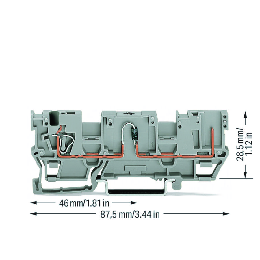 1-draads/1-pins modulebasisklem 2-voudige dwarsbrug VVE=50