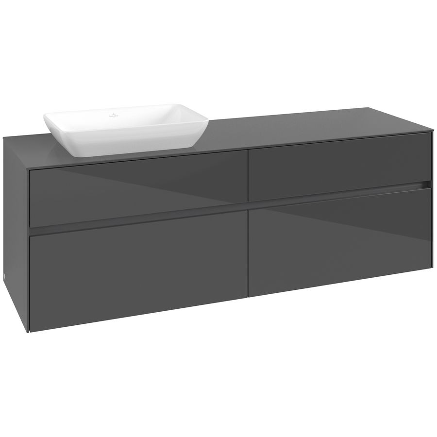 Wastafelonderkast Collaro 1600x548x500mm Glossy Grey C12100FP