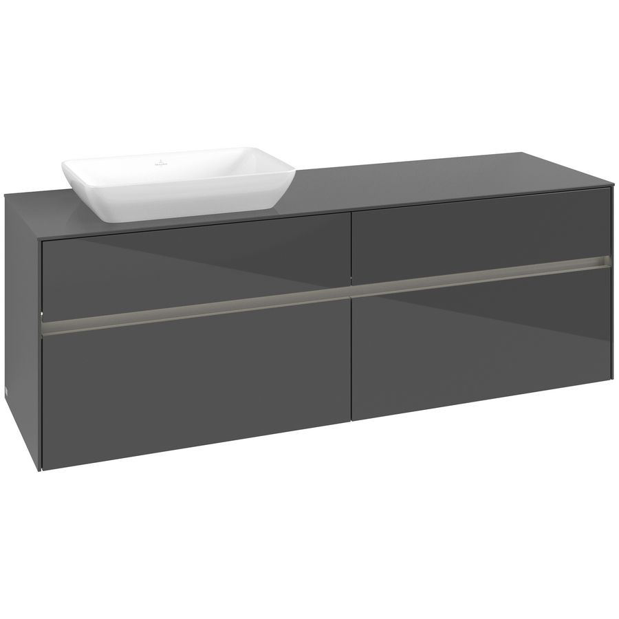Wastafelonderkast Collaro 1600x548x500mm Glossy Grey C121B0FP