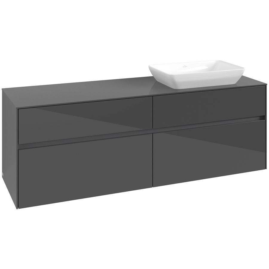 Wastafelonderkast Collaro 1600x548x500mm Glossy Grey C12200FP