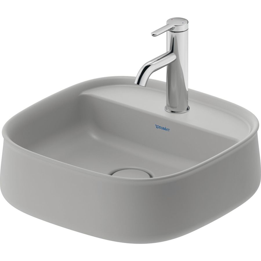 Zencha #237442 Opzetwastafel Grijs Zijdemat 420mm geslepen met kraangat