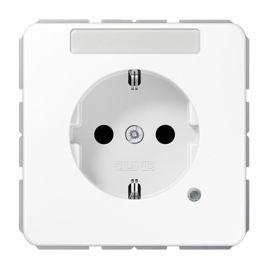 Wandcontactdoos a.wit m.R/A tekstvast&glimlamp CD500