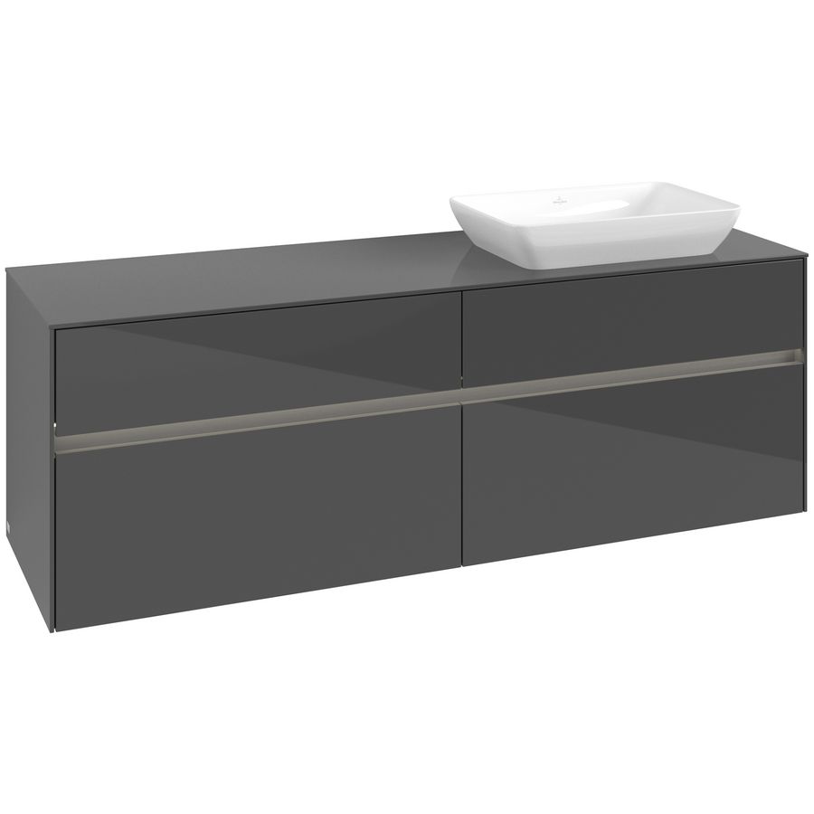 Wastafelonderkast Collaro 1600x548x500mm Glossy Grey C122B0FP