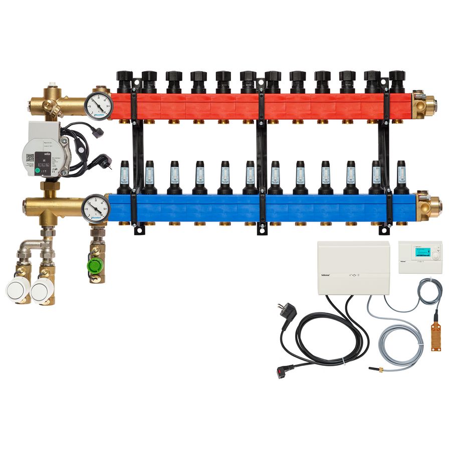 Vloerverw.verdeler 4850 3-pijps E-pomp OA. 10-145l/u 12-groeps