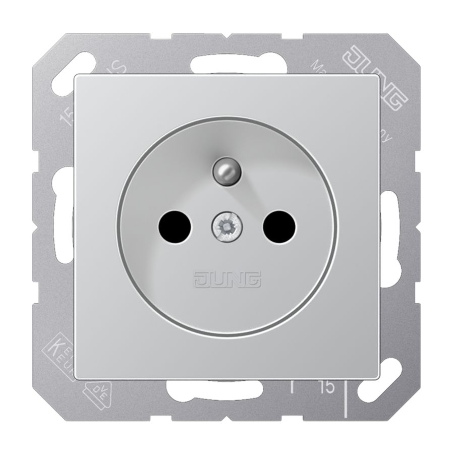 Wandcontactdoos aluminium m.penaarde&ki.beveil A500