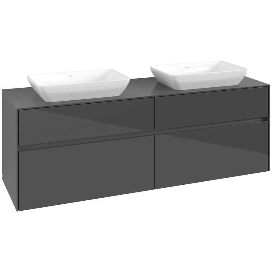 Wastafelonderkast Collaro 1600x548x500mm Glossy Grey C12300FP