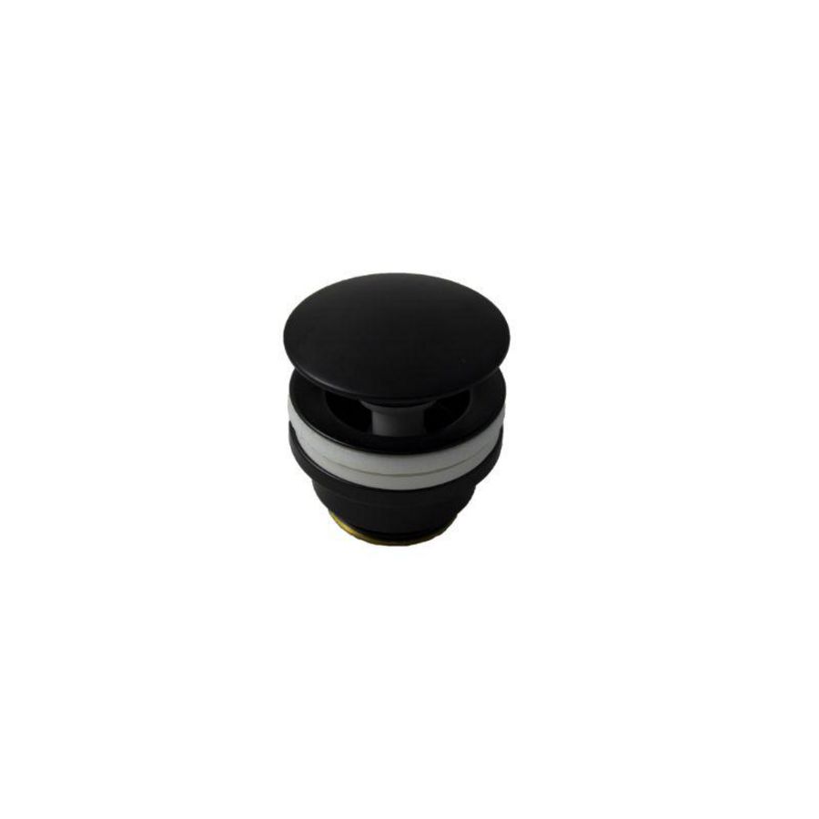 Plug push-open 1.1/4" m. overloop mat zwart