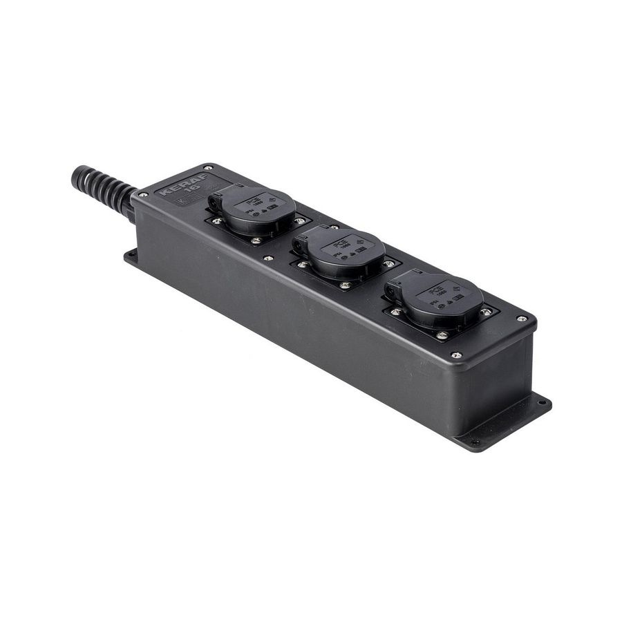 Snoercentrale 3-voudig 16A 250V penaarde zwart kb VVE=2