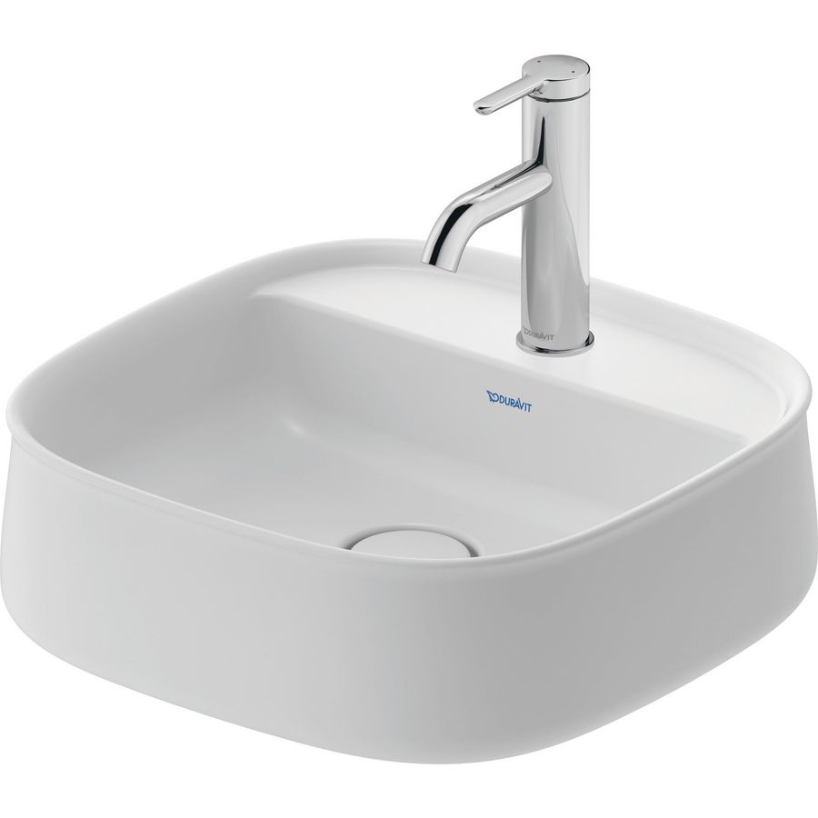 Zencha #237442 Opzetwastafel wit Zijdemat 420mm geslepen met kraangat