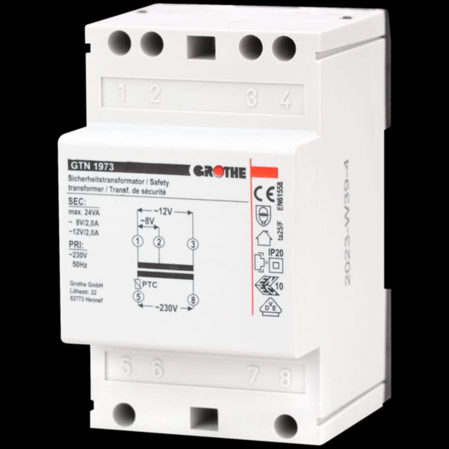Veiligheidsbetrafo 8-12Vac voor continu-belasting