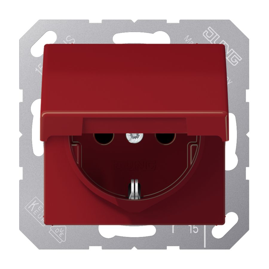 Wandcontactdoos AS-univ.rood slagv m.R/A&ki.beveil.