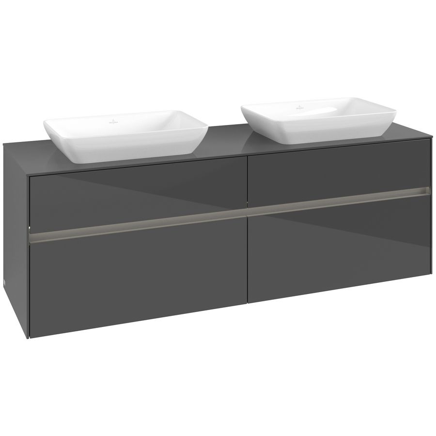 Wastafelonderkast Collaro 1600x548x500mm Glossy Grey C123B0FP