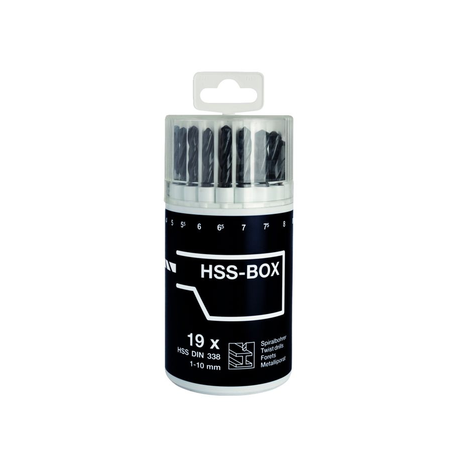 HSS spiraalborenset 19-del. Ø1–10mm oplopend met 0,5mm
