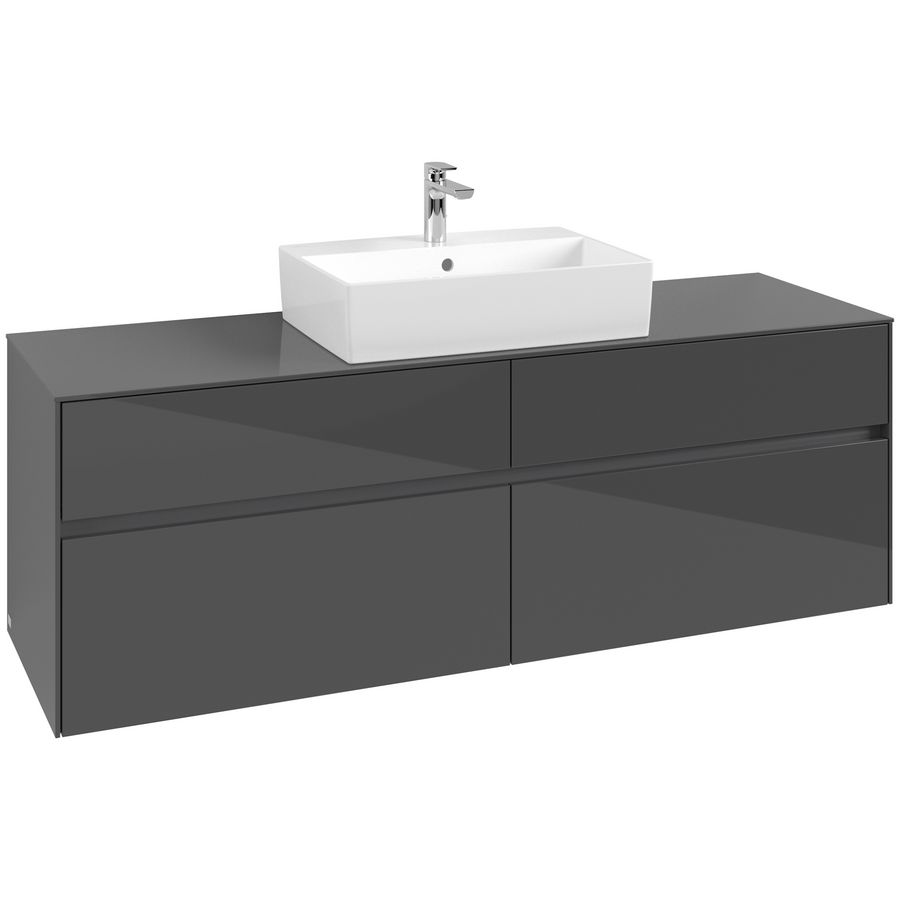 Wastafelonderkast Collaro 1600x548x500mm Glossy Grey C13400FP