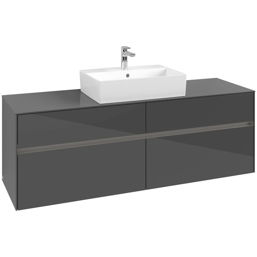 Wastafelonderkast Collaro 1600x548x500mm Glossy Grey C134B0FP