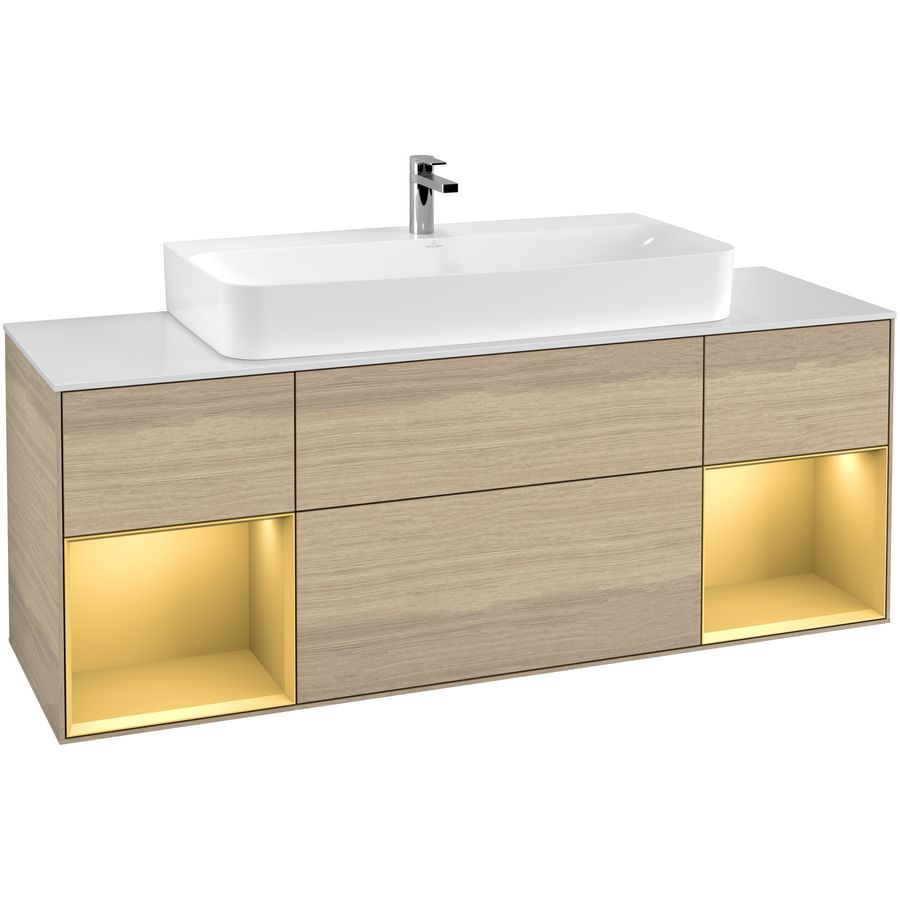 Wastafelonderkast Finion 1600x603x501mm Oak Veneer G211HFPC