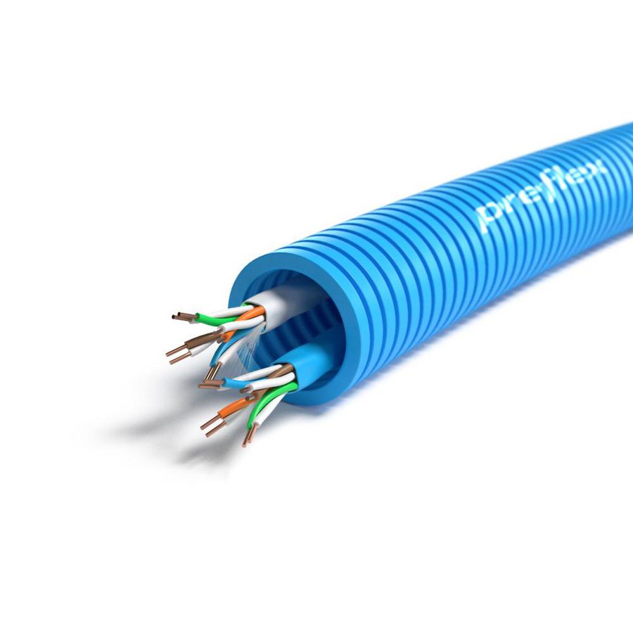 Rol a 100m. voorbedrade flexibele elektrobuis BL20 2xUTP 5E