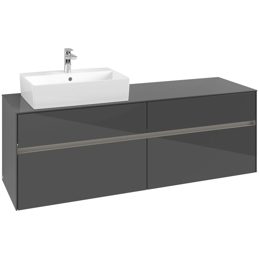 Wastafelonderkast Collaro 1600x548x500mm Glossy Grey C135B0FP