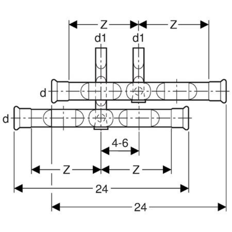 RP-K/RL kruis paar rechts-links MAPRESS C-STAAL 22-22mm