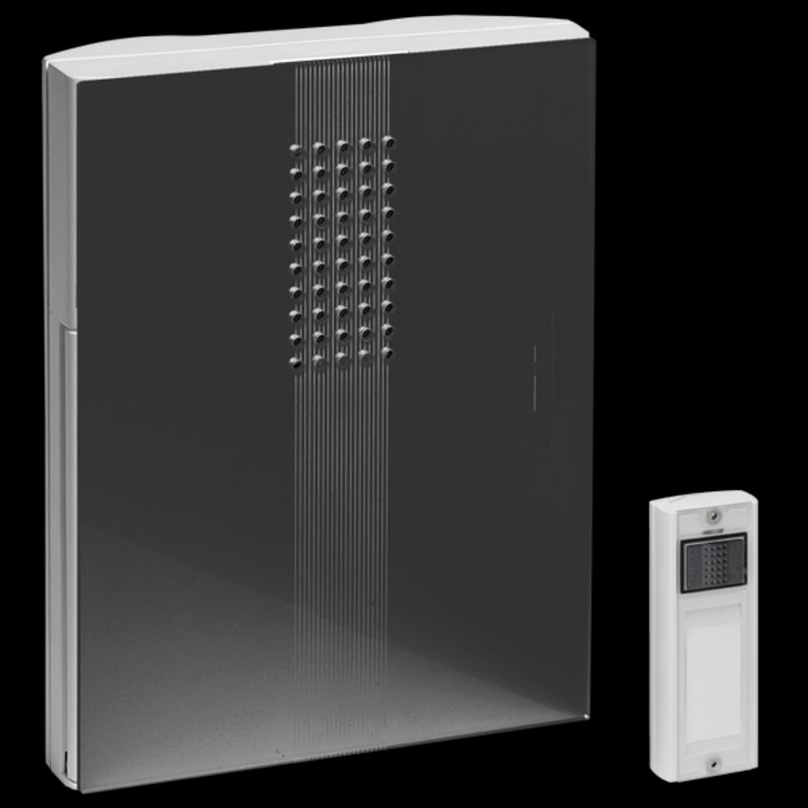 Draadloze gong beldrukker/zender 500m. front hoogglans-zwart