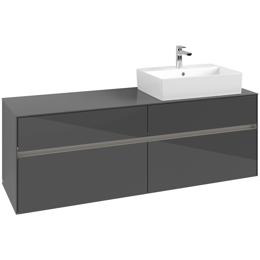 Wastafelonderkast Collaro 1600x548x500mm Glossy Grey C136B0FP