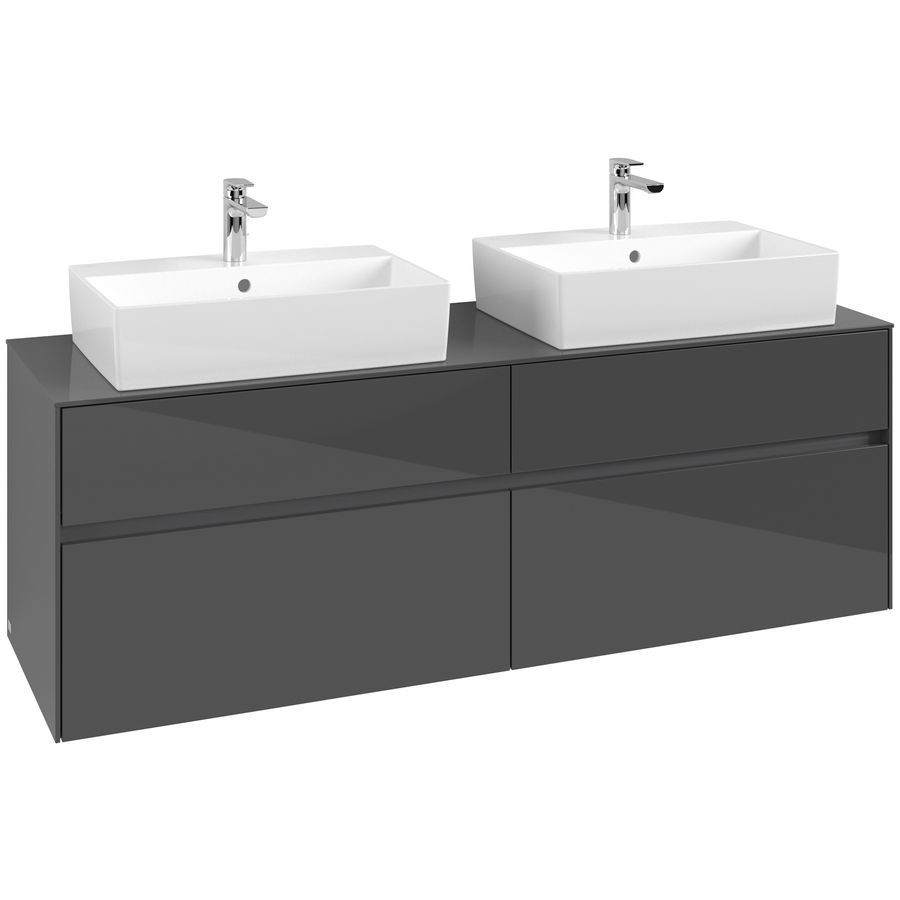Wastafelonderkast Collaro 1600x548x500mm Glossy Grey C13700FP