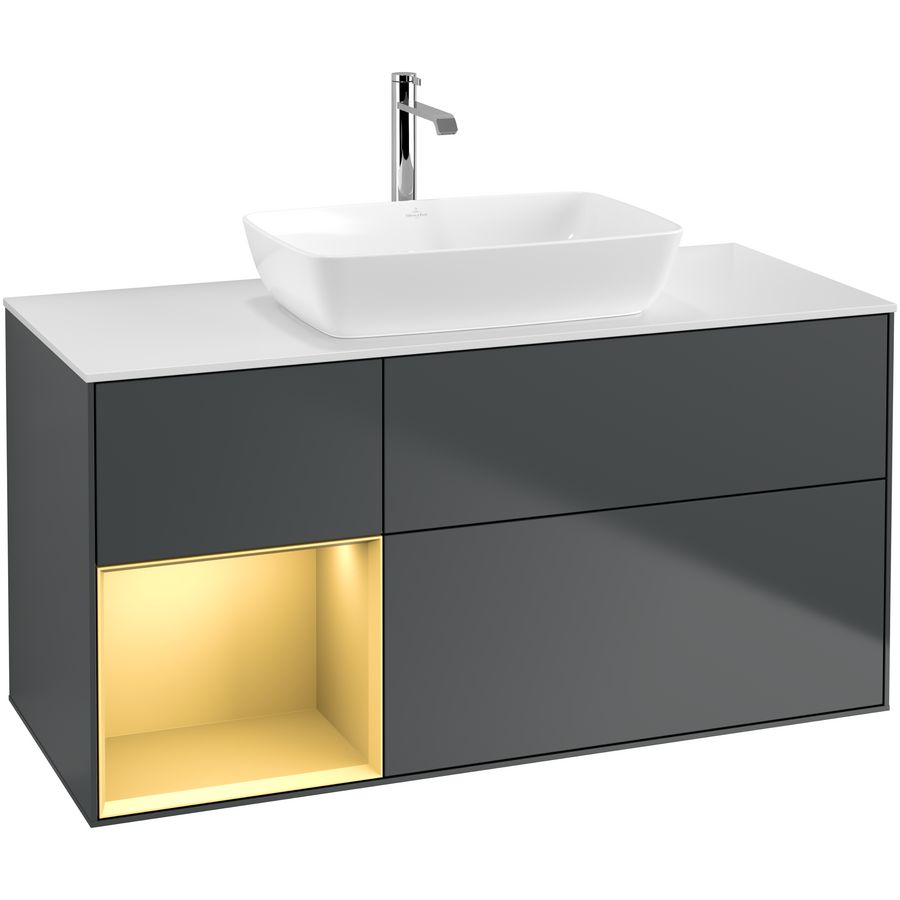 Wastafelonderkast Finion 1200x603x501mm Mid.Blue Matt Lacquer F821HFHG