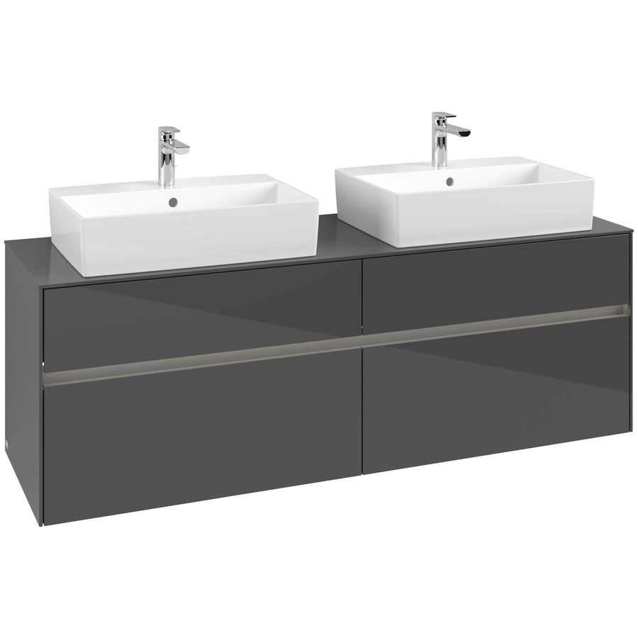 Wastafelonderkast Collaro 1600x548x500mm Glossy Grey C137B0FP