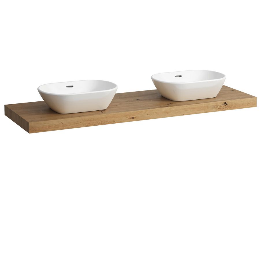 Wastafelblad LANI 160cm met dubbele uitsparing wild oak