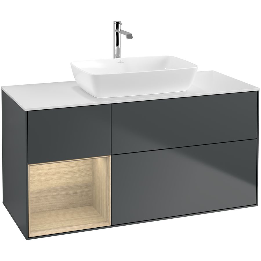 Wastafelonderkast Finion 1200x603x501mm Mid.Blue Matt Lacquer F821PCHG