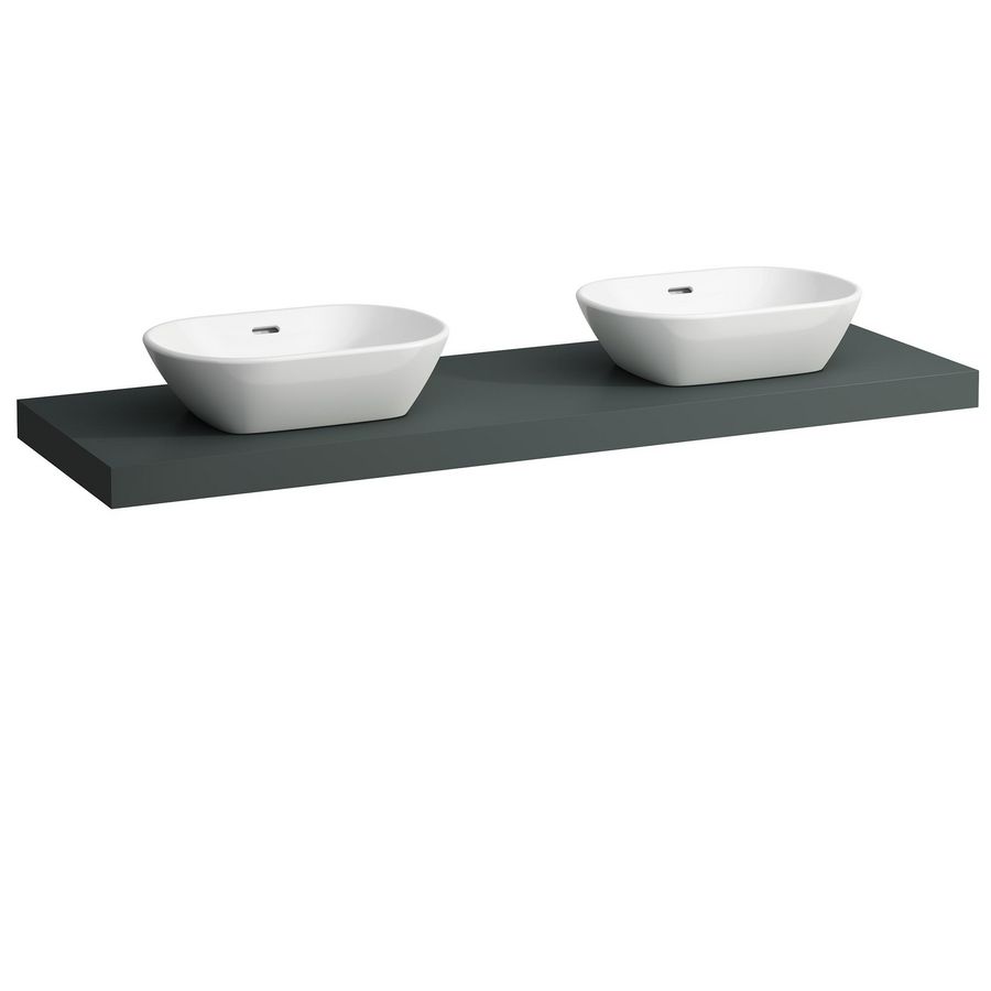 Wastafelblad LANI 160cm met dubbele uitsparing traffic grey
