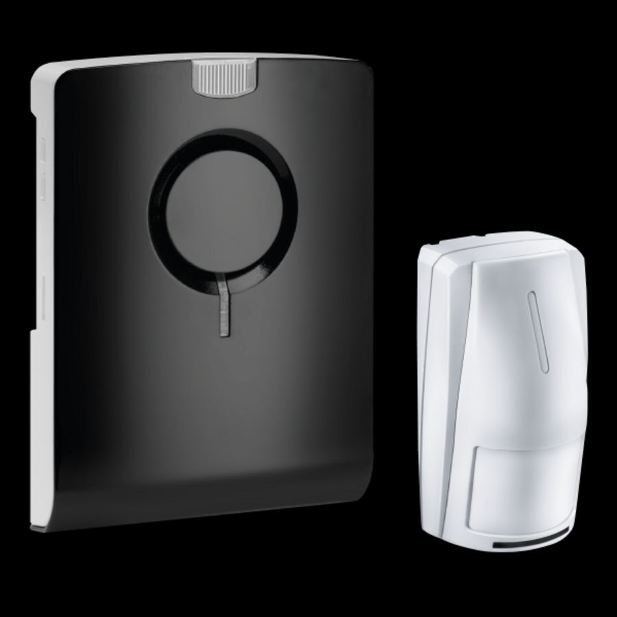 Draadloze gong zwart incl. bewegingsmelder wit flits 500m.