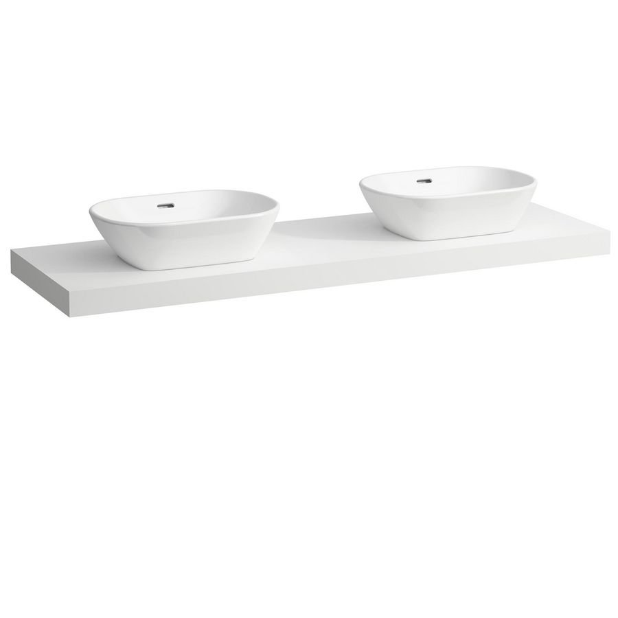 Wastafelblad LANI 160cm met dubbele uitsparing mat wit