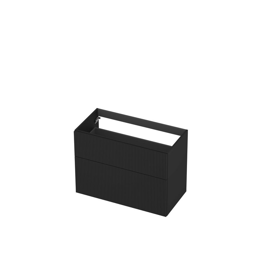 Onderkast 2L a-sym gelakt gefreesd front 90cm mat zwart