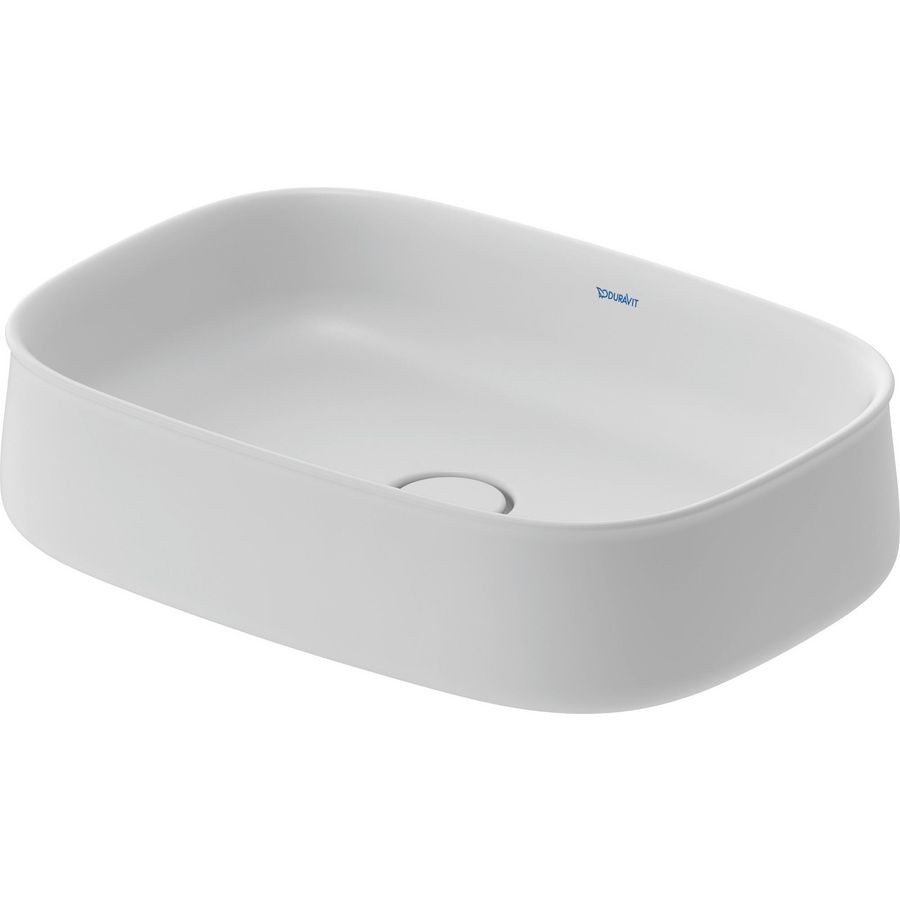 Zencha #237355 Opzetwastafel wit Zijdemat 550mm geslepen zonder kraangat