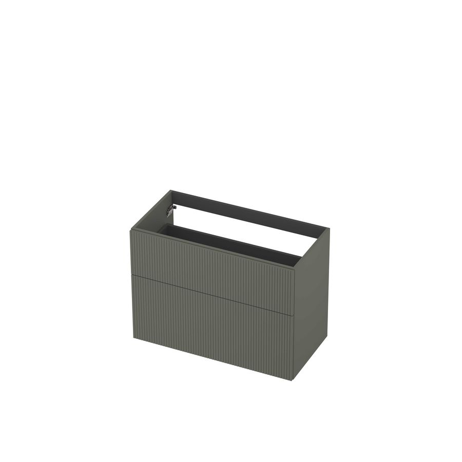 Onderkast 2L a-sym gelakt gefreesd front 90cm mat beton groen