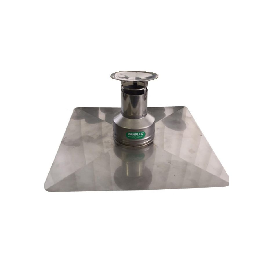 Dakkap HR COMPLEET INOX QA RVS Ø80mm dakplaat vierkant groot
