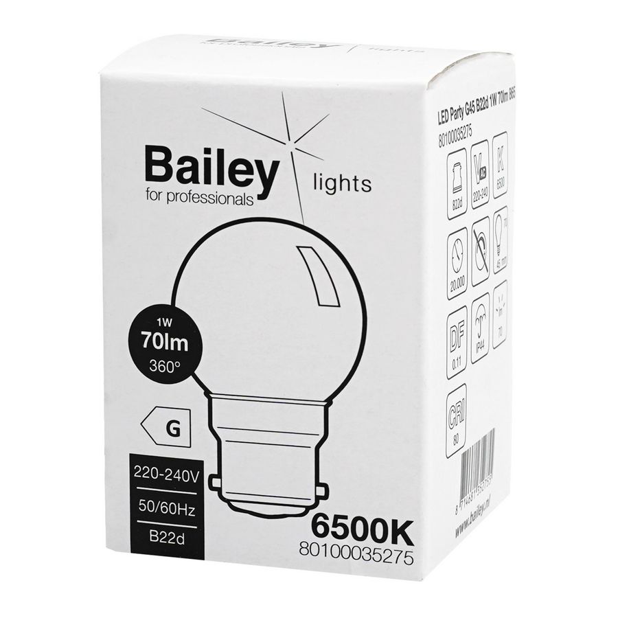 LED-lamp G45 party B22d 1W 70lm 865