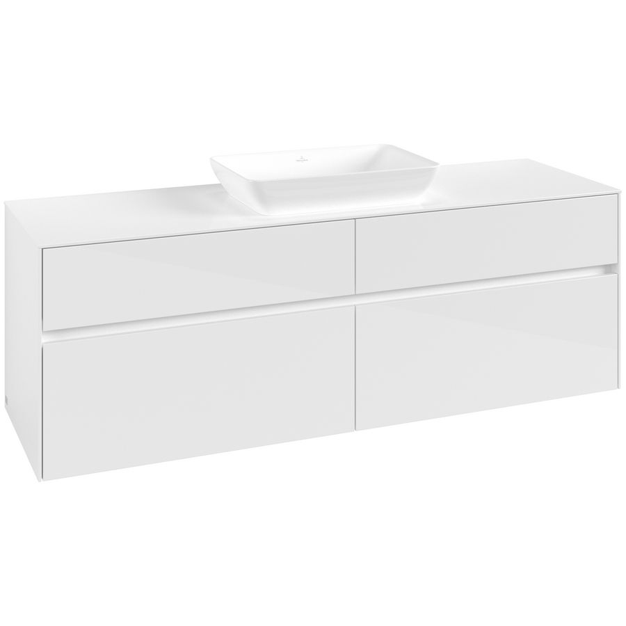 Wastafelonderkast Collaro 1600x548x500mm Glossy White C12000DH