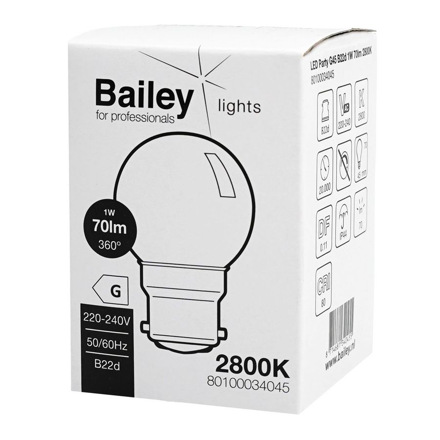 LED-lamp G45 party B22d 1W 70lm 828