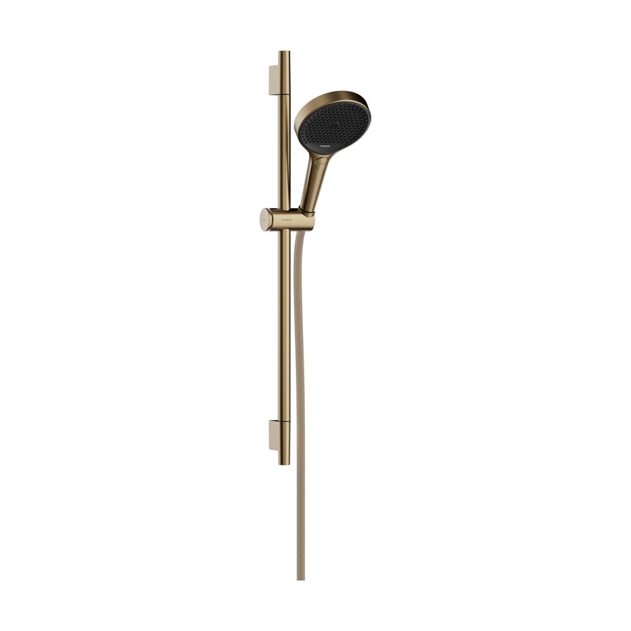 Rainfinity Doucheset 130 3 straalsoorten EcoSmart met glijstang S Puro 65cm push-schuifstuk en Designflex textiel doucheslang Brushed Bronze