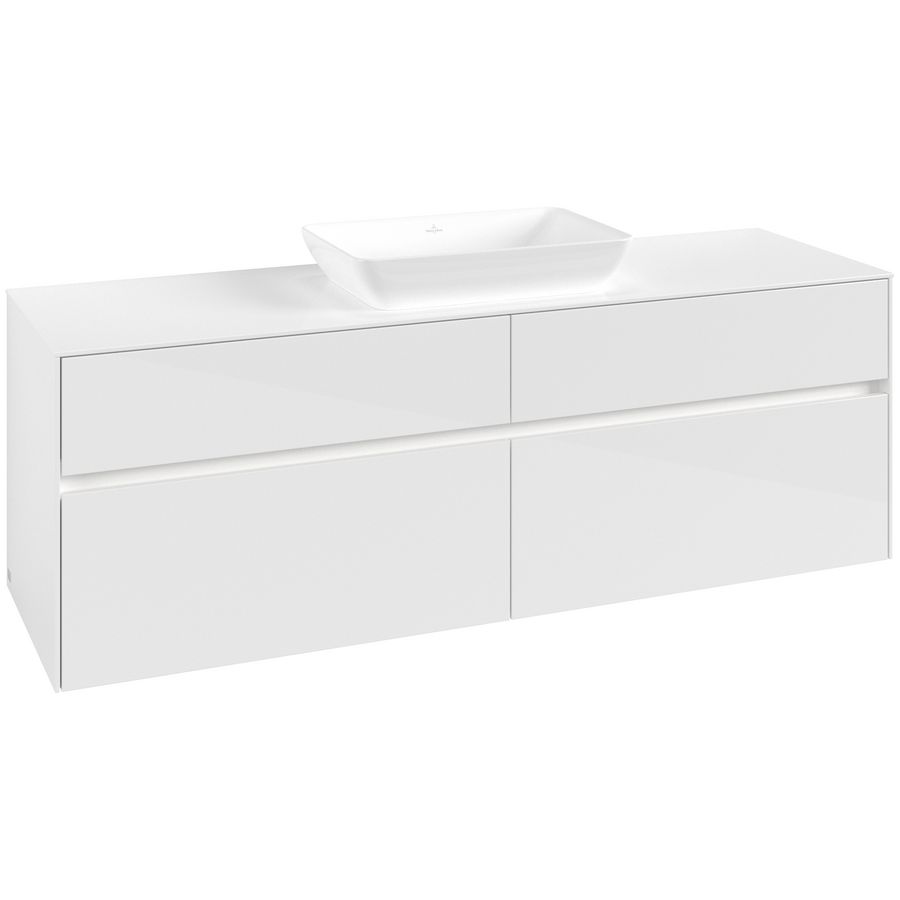 Wastafelonderkast Collaro 1600x548x500mm Glossy White C120B0DH
