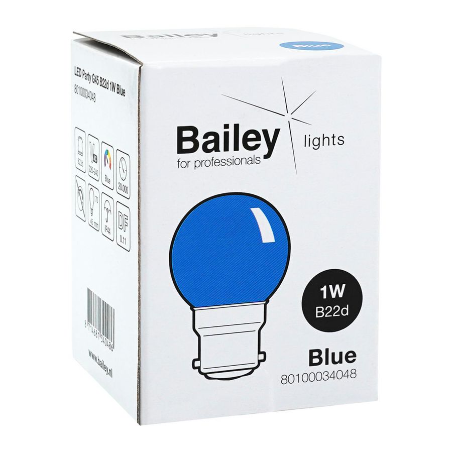 LED-lamp G45 party B22d 1W blauw