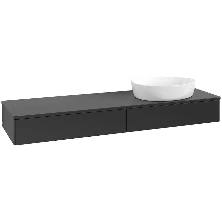 Wastafelonderkast Antao 1600x190x500mm Black Matt Lacquer K16010PD