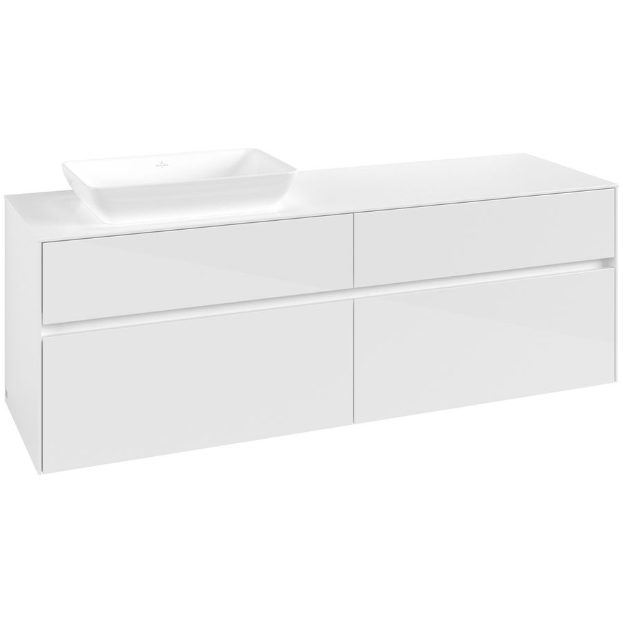 Wastafelonderkast Collaro 1600x548x500mm Glossy White C12100DH