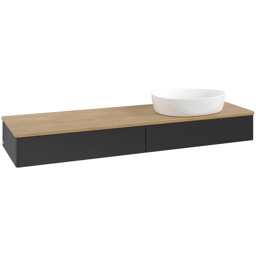 Wastafelonderkast Antao 1600x190x500mm Black Matt Lacquer K16011PD